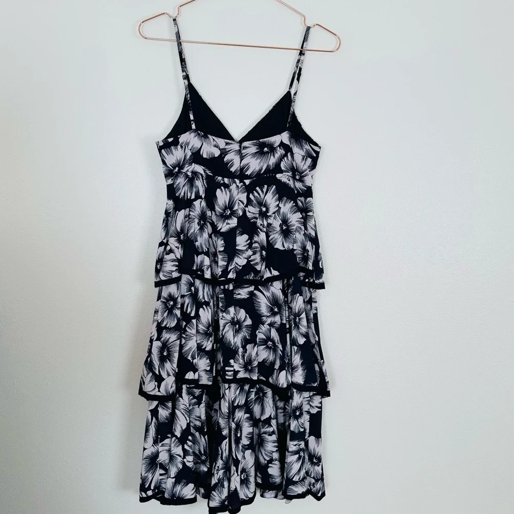 J. Crew Floral Tiered Ruffle 100% Silk Thin Straps Midi Dress
